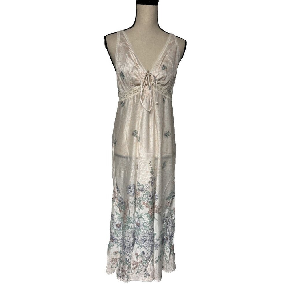Vintage Women’s Nylon Nightgown Peach Floral Long JC Penney's